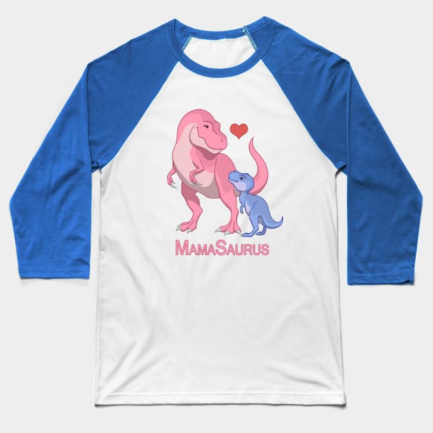 Mamasaurus Mommy & Baby Boy T-Rex Dinosaurs Baseball T-Shirt by csforest